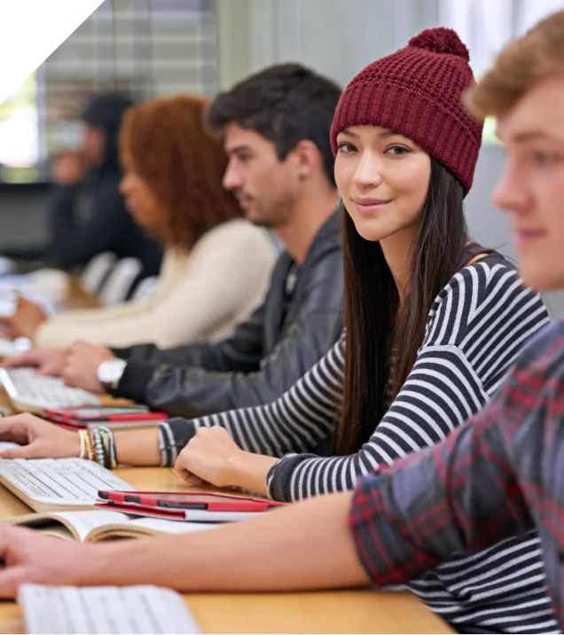 High school students working in a classroom